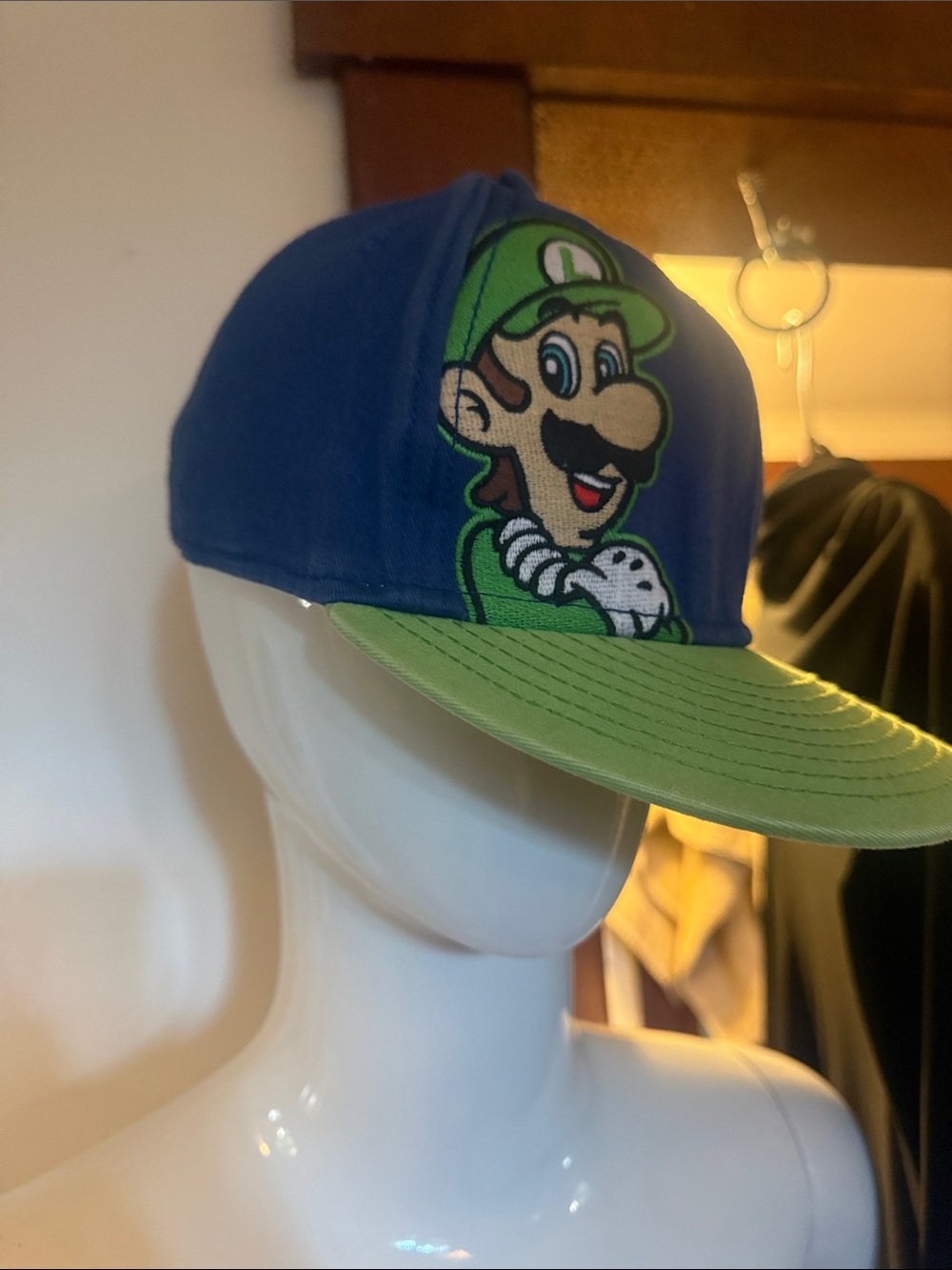 Super Mario luigi size small 14+ Blue and Green Character Baseball Cap